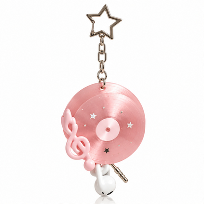 Pouchvera® Pink Record Keychain – Music Note Charm Bag & Key Accessory