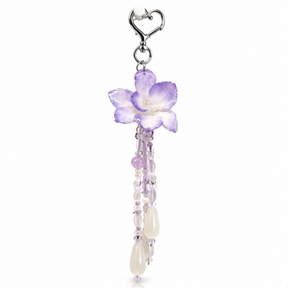Pouchvera® Purple Floral Keychain – Elegant Beaded Flower Bag Charm