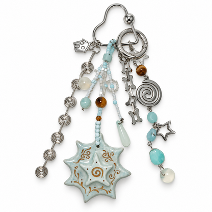 Pouchvera® Boho Charm Keychain – Beaded Star Pendant Bag & Key Accessory