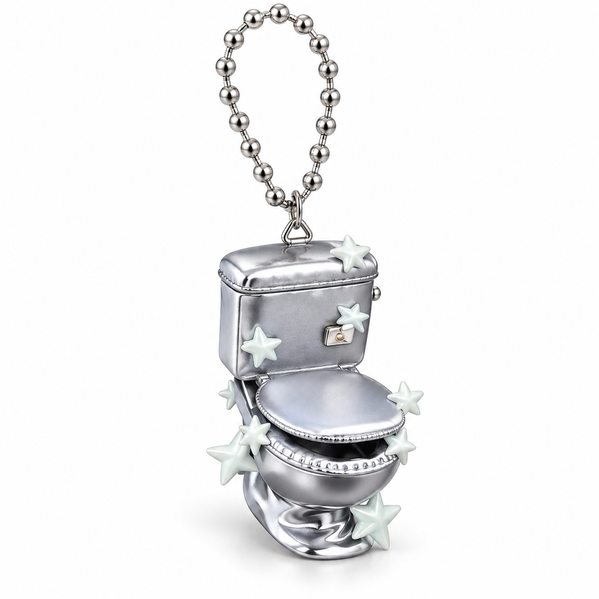Pouchvera® Toilet Charm Keychain – Cute Silver Novelty Bag & Key Accessory